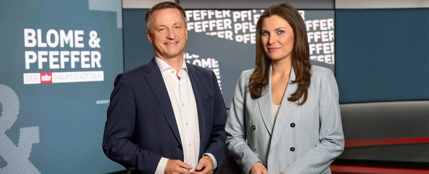 „Blome & Pfeffer – Der ntv Hauptstadt-Talk“ will Streitkultur schon in Kürze auf neues Level heben – Zwei Moderatoren und zwei Gäste sprechen über vier kontroverse Themen – Bild: RTL/​Philipp Rathmer