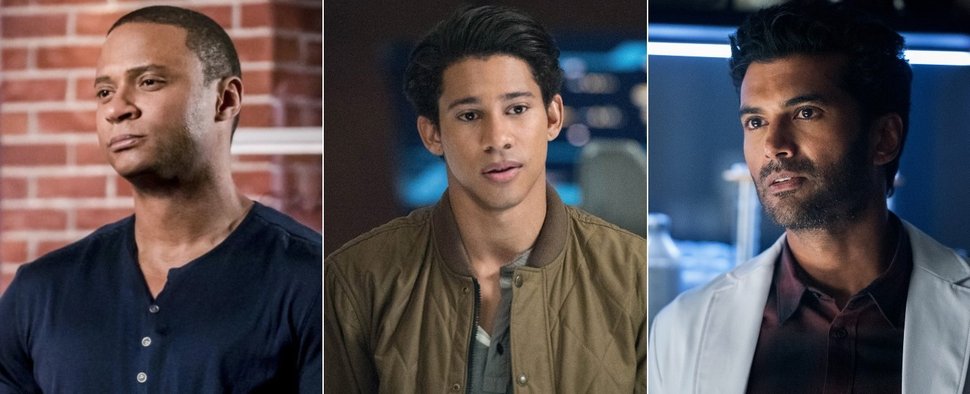 Noch einmal bei „The Flash“ dabei: David Ramsey (l.), Keiynan Lonsdale (M.) und Sendhil Ramamurthy (r.) – Bild: The CW