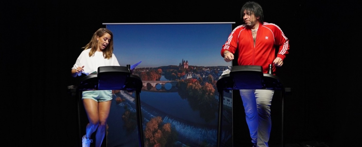 „On Mai Way“: Neuer Schlager-Talk mit Vanessa Mai auf dem Laufband – Wie fit sind Ikke Hüftgold, Giovanni Zarrella, Jochen Schropp und Co.? – Bild: SWR/​Drive beta