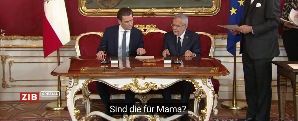 ORF-Untertitel-Panne: Regierungsantritt wie in einer Telenovela – "Wie würdest du dieses Küken nennen?" – Bild: ORF/Screenshot