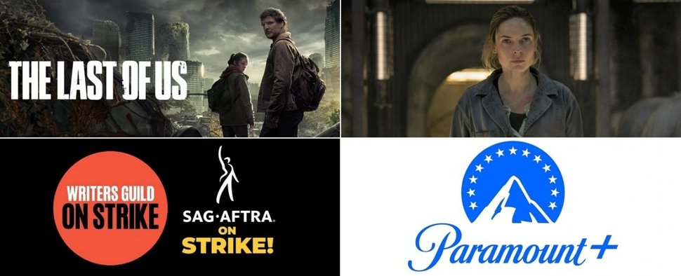 Prägten das Serienjahr: „The Last of Us“ und „Silo“ sowie zwei Streiks und Verschiebungen in der Streaming-Welt – Bild: HBO/Apple TV+/WGA + SAG-AFTRA/Paramount Global