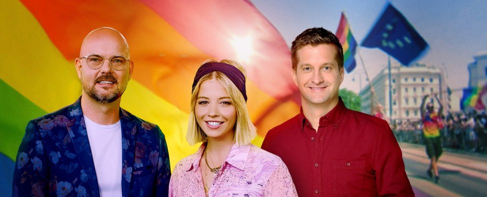 Regenbogenparade mit Jürgen Pettinger, Fanny Stapf und Oliver Polzer (v. l.) – Bild: ORF