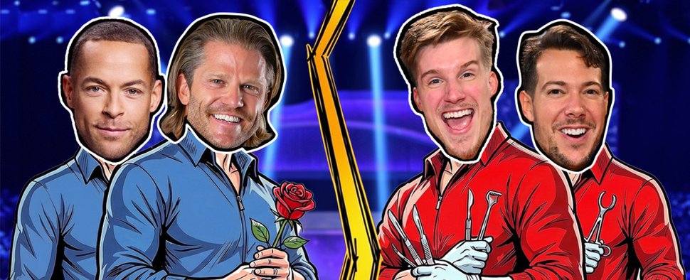 (v. l.) Andrej Mangold & Paul Janke spielen gegen Dr. Nick & Dr. Rick – Bild: ProSieben