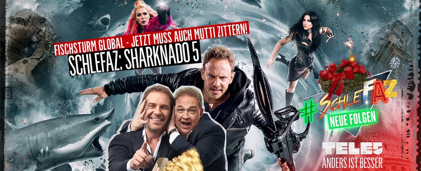 „SchleFaZ“: Adventsstaffel startet mit „Sharknado 5“ – Kalkofe und Rütten melden sich im Dezember zurück – Bild: Tele 5