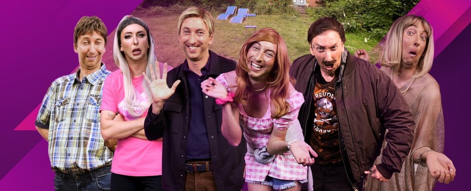 Sechs Singles (alle gespielt von Torge Oelrich) ziehen in „Einsame Herzen – Das Love Camp“ – Bild: ZDF/Andrea Kueppers