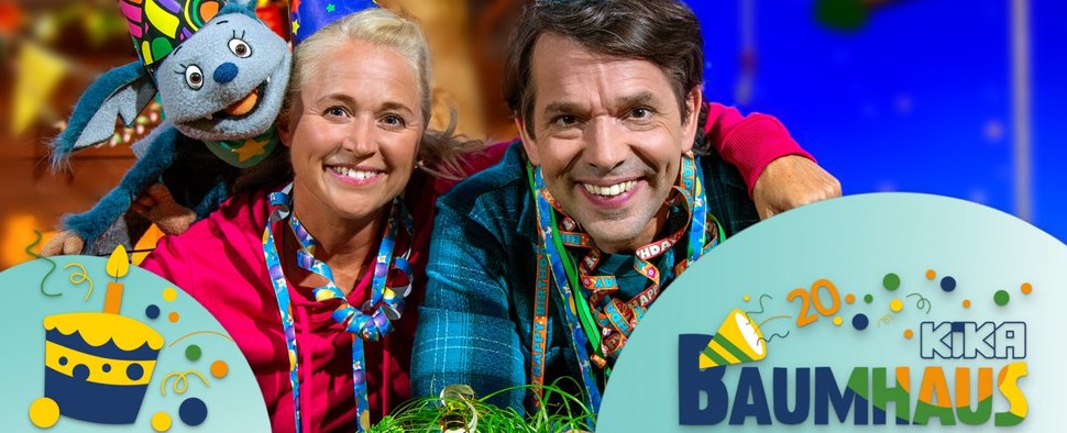 Singa Gätgens, Juri Tetzlaff und Fledermaus Fidi feiern 20 Jahre „KiKA-Baumhaus“ – Bild: KiKA - Der Kinderkanal ARD/ZDF