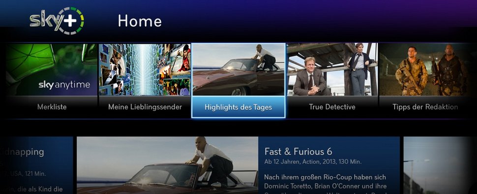 ‚Sky Home‘: So sieht der neue Startbildschirm aus – Bild: Sky Deutschland