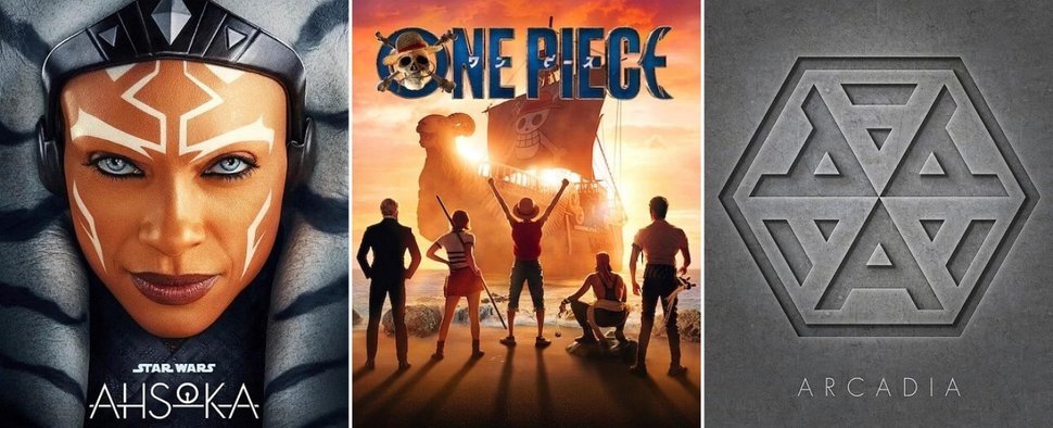Starten im August: „Star Wars: Ahsoka“, „One Piece“ und „Arkadia“ – Bild: Disney+/Netflix/Das Erste