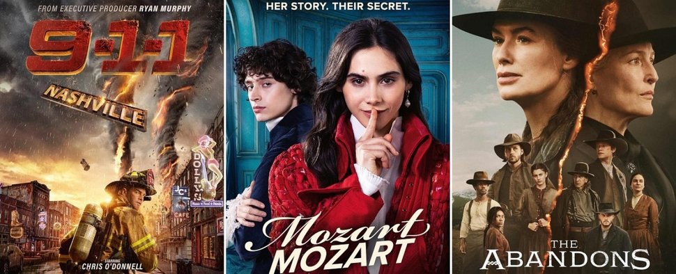 Starten im Dezember: „9-1-1: Nashville“, „Mozart/​Mozart“ und „The Abandons“ – Bild: Disney+ / Das Erste & ORF / Netflix