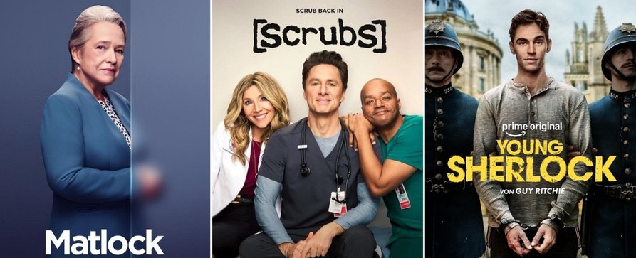 Die 11 wichtigsten Serien im März – Von „Scrubs“ bis „Young Sherlock“, von „Matlock“ bis „Sternstunde der Mörder“ – Bild: CBS // 20th Television // Prime Video Die 11 wichtigsten Serien im März – Von „Scrubs“ bis „Young Sherlock“, von „Matlock“ bis „Sternstunde der Mörder“ – Bild: CBS // 20th Television // Prime Video