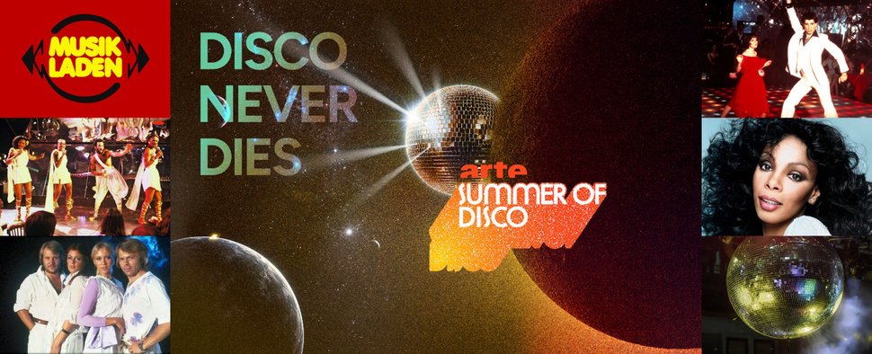 „Summer of Disco“ vereint Popikonen wie ABBA, Boney M. und Donna Summer mit legendären Kinomomenten aus Tanzkultfilmen wie „Saturday Night Fever“. – Bild: arte/RB/Werner Elstner/Wolfgang Heilemann/SRF/Paramount Pictures Corporation/Photo12/Alamy/Edward/Collage by TV Wunschliste