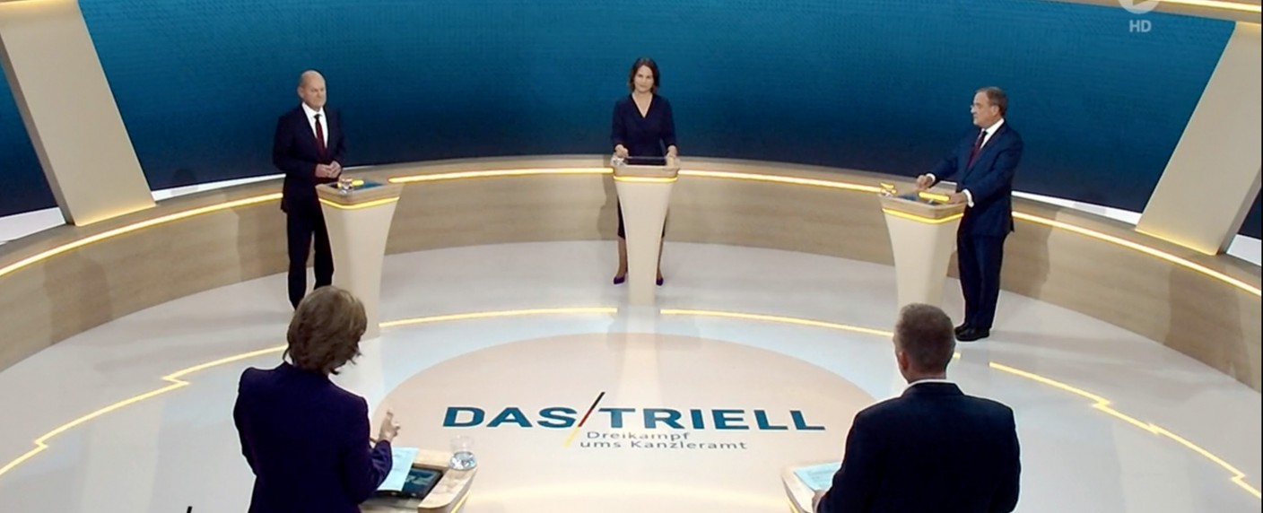 Quoten: Starkes „Triell“ bei ARD und ZDF gewinnt den Sonntag klar – Mehr als 10 Millionen Zuschauer schalten ein – Bild: ARD/​ZDF/​WDR Kommunikation
