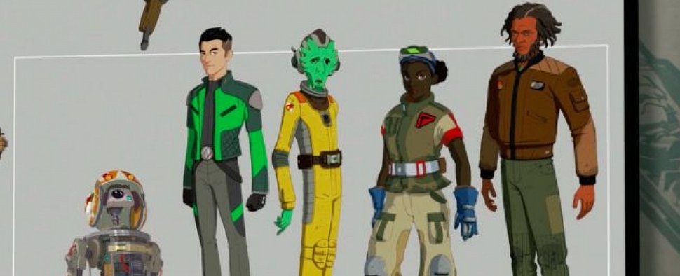 Team Fireball in „Star Wars: Resistance“: Bucket, Kaz, Neeko, Tam und Yeager – Bild: Lucasfilm