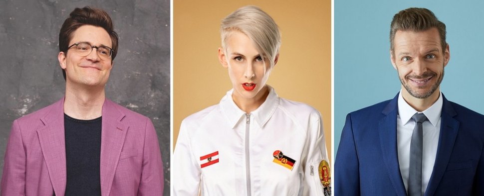 Teil des 3satFestival-Lineups 2025: Bodo Wartke (l.), Lisa Eckhart und Florian Schroeder – Bild: ZDF/Sven A. Hagolani/ZDF/Enrico Meyer/ZDF/Frank Eidel