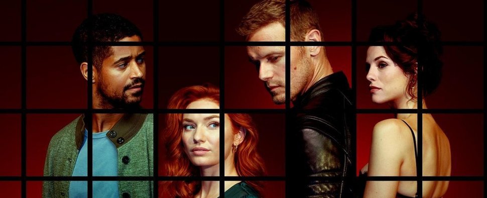 Der Cast von „The Couple Next Door“: (v. l.) Alfred Enoch, Eleanor Tomlinson, Sam Heughan und Jessica De Gouw – Bild: RTL / Eagle Eye Drama