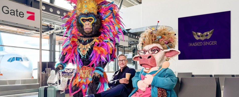 „The Masked Singer“: Matthias Opdenhövel (M.), King (l.) und Muuhnika (r.) – Bild: ProSieben