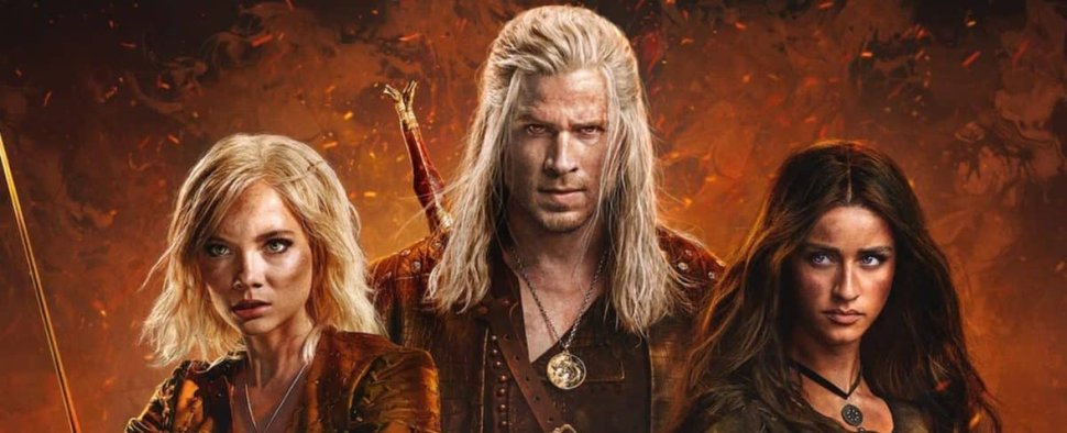 „The Witcher“ mit Liam Hemsworth (M.,Geralt), Anya Chalotra (r.,Yennefer) und Freya Allan (l. Ciri) – Bild: Netflix