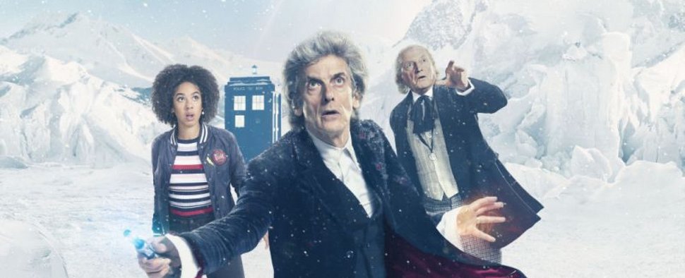 Bill (Pearl Mackie), der zwölfte Doktor (Peter Capaldi) und der erste Doktor (David Bradley) in „Twice Upon A Time“ – Bild: BBC