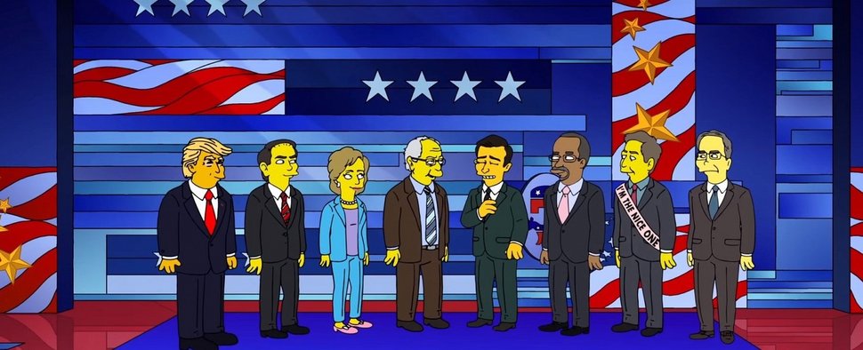 US-Politiker in „The Debateful Eight“: (V.l.) Donald Trump, Marco Rubio, Hillary Clinton, Bernie Sanders, Ted Cruz, Ben Carson, John Kasich und Jeb Bush – Bild: FOX