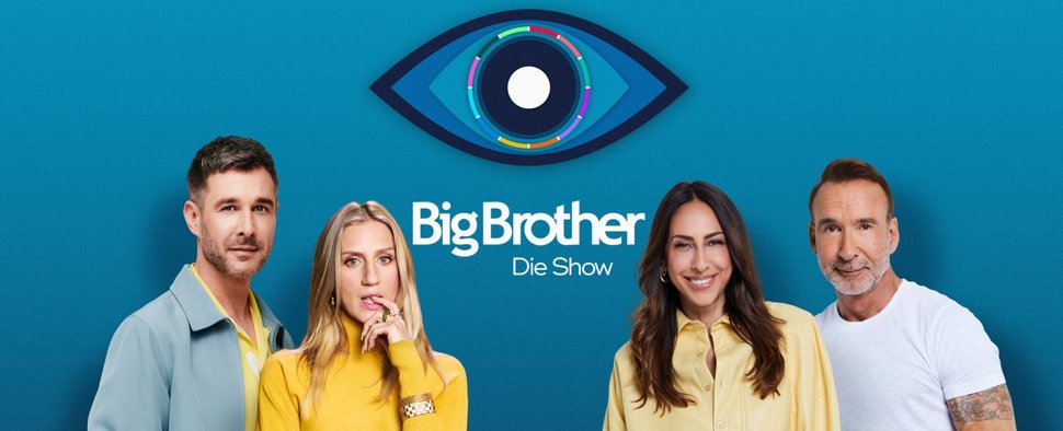 (v. l.) Jochen Schropp, Elena Gruschka, Melissa Khalaj und Jochen Bendel moderieren „Big Brother – Die Show“ – Bild: Joyn/Christoph Köstlin/Marc Rehbeck