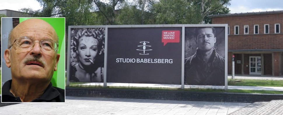 Volker Schlöndorff, 1992–1997 Geschäftsführer der Babelsberger Filmstudios – Bild: Kmarius, cc-Lizenz (Schlöndorff) / Mario Müller (Studiogelände)