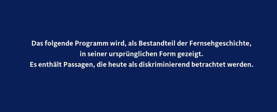 Diesen Warnhinweis blendet der WDR vor alten Shows von Otto Waalkes und Harald Schmidt ein. – Bild: WDR/Screenshot