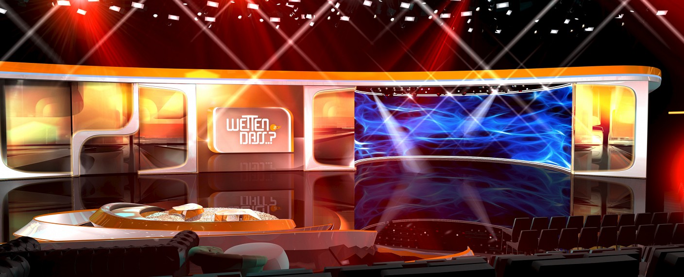 „Wetten, dass..?“: Michelle Hunziker assistiert Markus Lanz – Boris Becker, Michael Herbig und Ina Müller zu Gast – Bild: ZDF/​WiederDesign