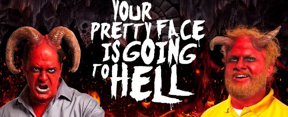 „Your Pretty Face Is Going to Hell“: Satan (l., Matt Servitto) und sein Dämon Gary (Henry Zebrowski) – Bild: adult swim