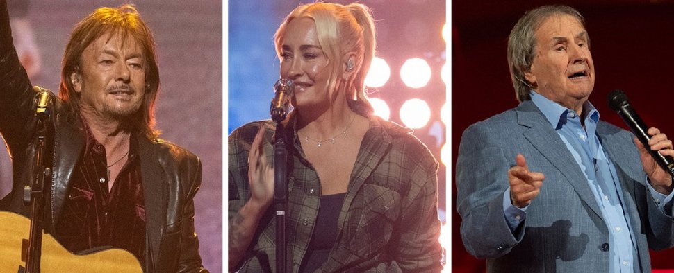 Zu Gast in der „Giovanni Zarrella Show“ am 14. März 2026 (v. l.): Chris Norman, Sarah Connor und Chris de Burgh – Bild: ZDF/Sascha Baumann